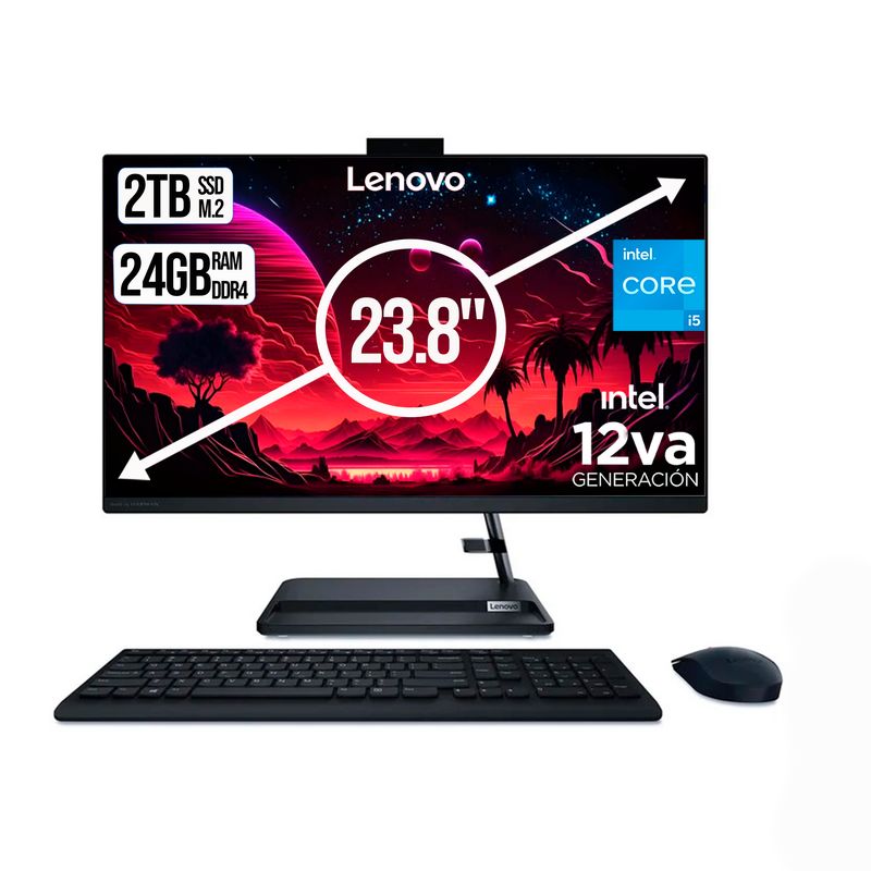 LENOVO - TODO EN UNO LENOVO INTEL CORE I5-12450H SSD 2TB RAM 24GB LED 24 FHD