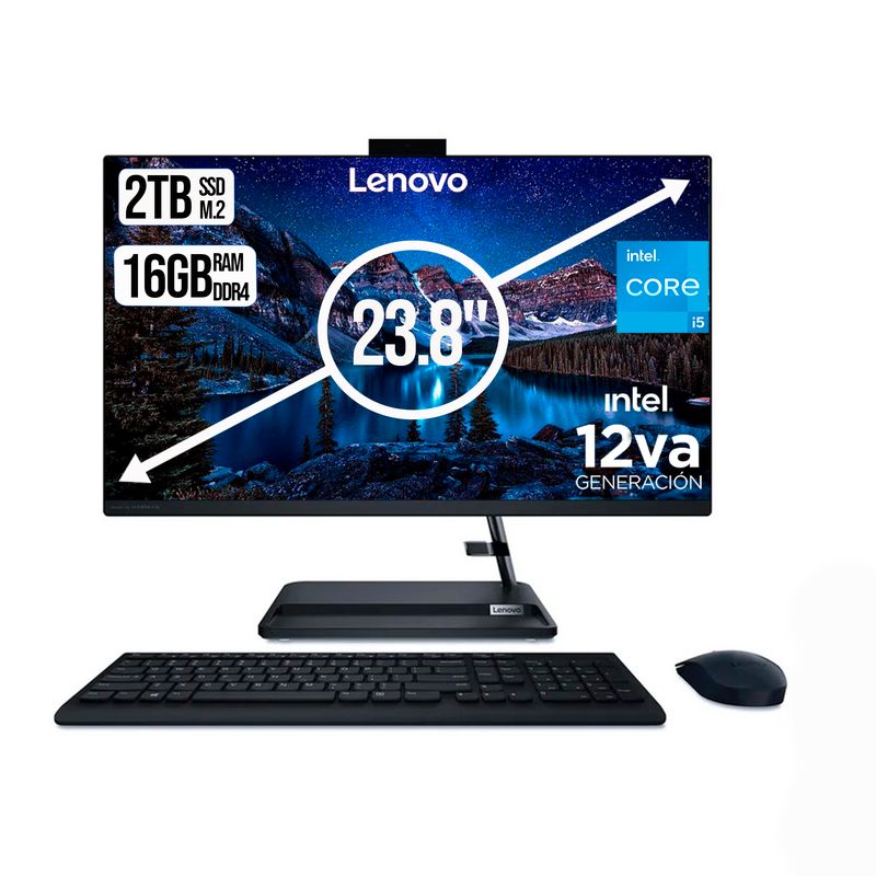 LENOVO - TODO EN UNO LENOVO INTEL CORE I5-12450H SSD 2TB RAM 16GB LED 24 FHD