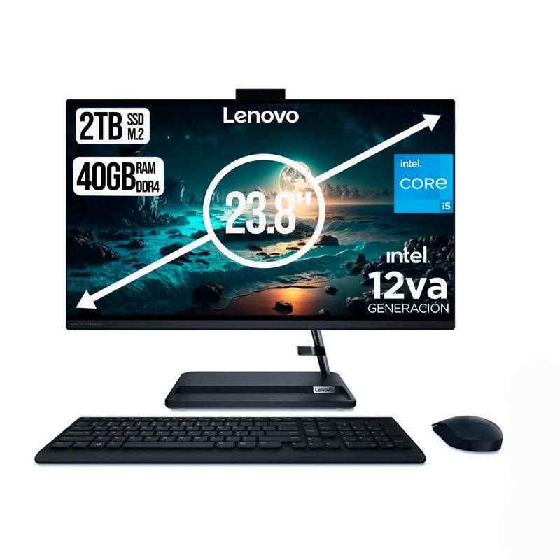 LENOVO - TODO EN UNO LENOVO INTEL CORE I5-12450H SSD 2TB RAM 40GB LED 24 FHD