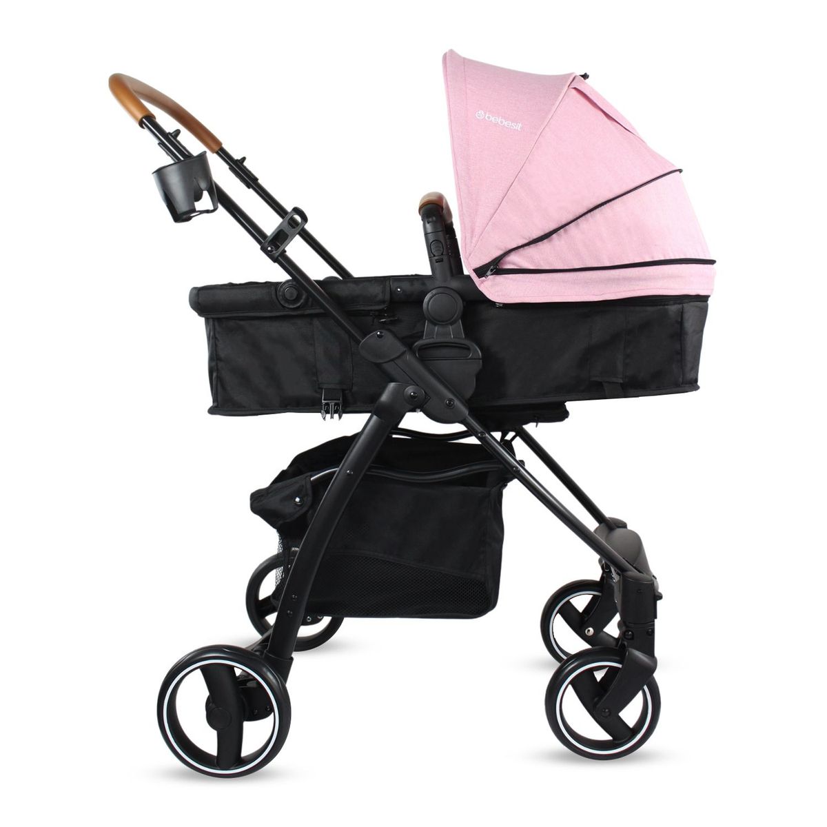 BEBESIT - Coche Moises Bebe Alfa Bebesit Rosa
