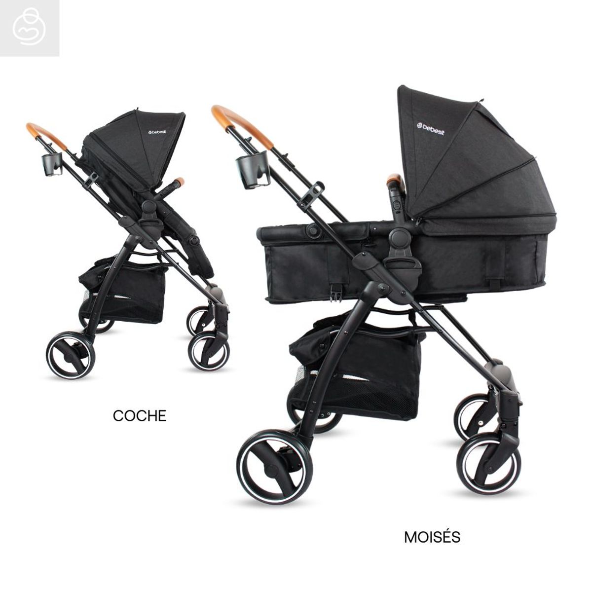 BEBESIT - Coche Moises Bebe Alfa Bebesit Negro