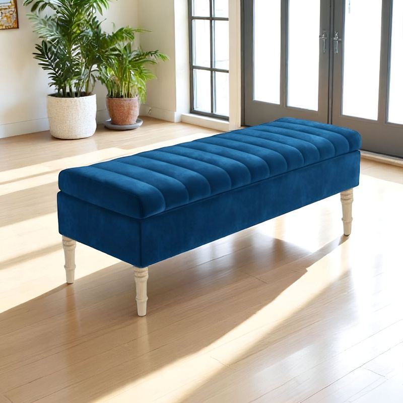 DISEÑOS RAMONA'S - Puff Baúl Con Paneles 100x40x50 Azul