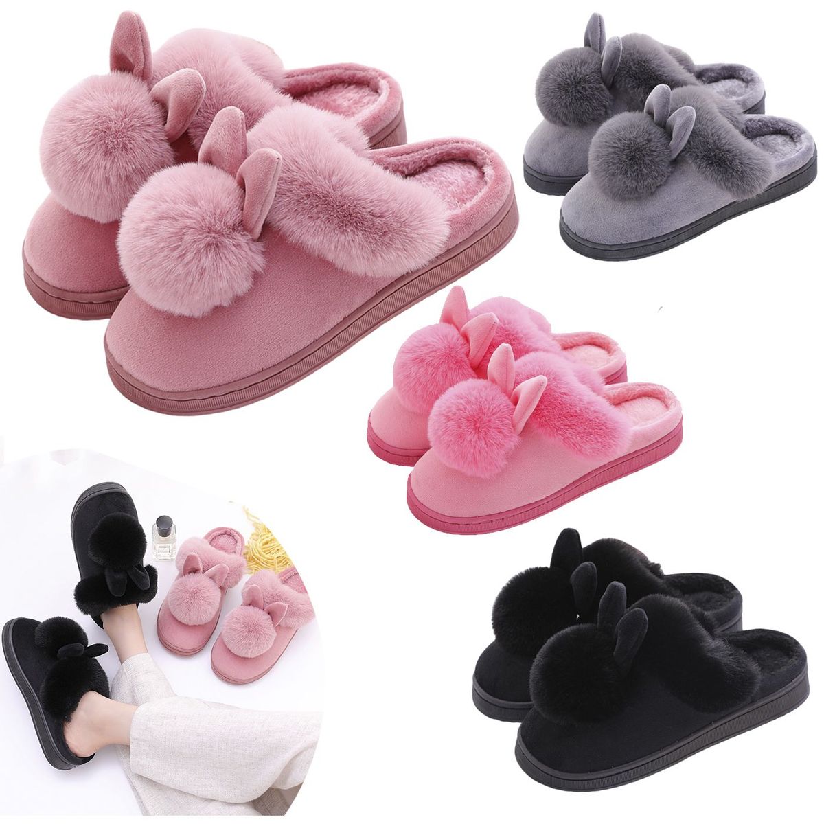 MULTIPLACE COLOMBIA - Pantuflas de peluche para Mujer importadas-