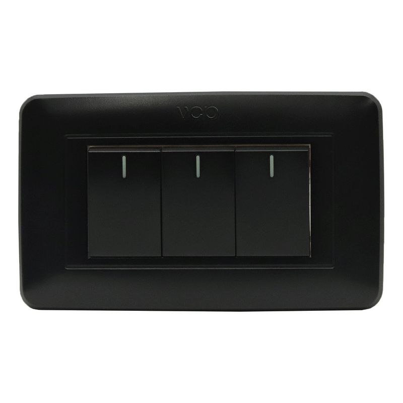 VCP - Interruptor Triple Vcp Amanecer Negro Mate