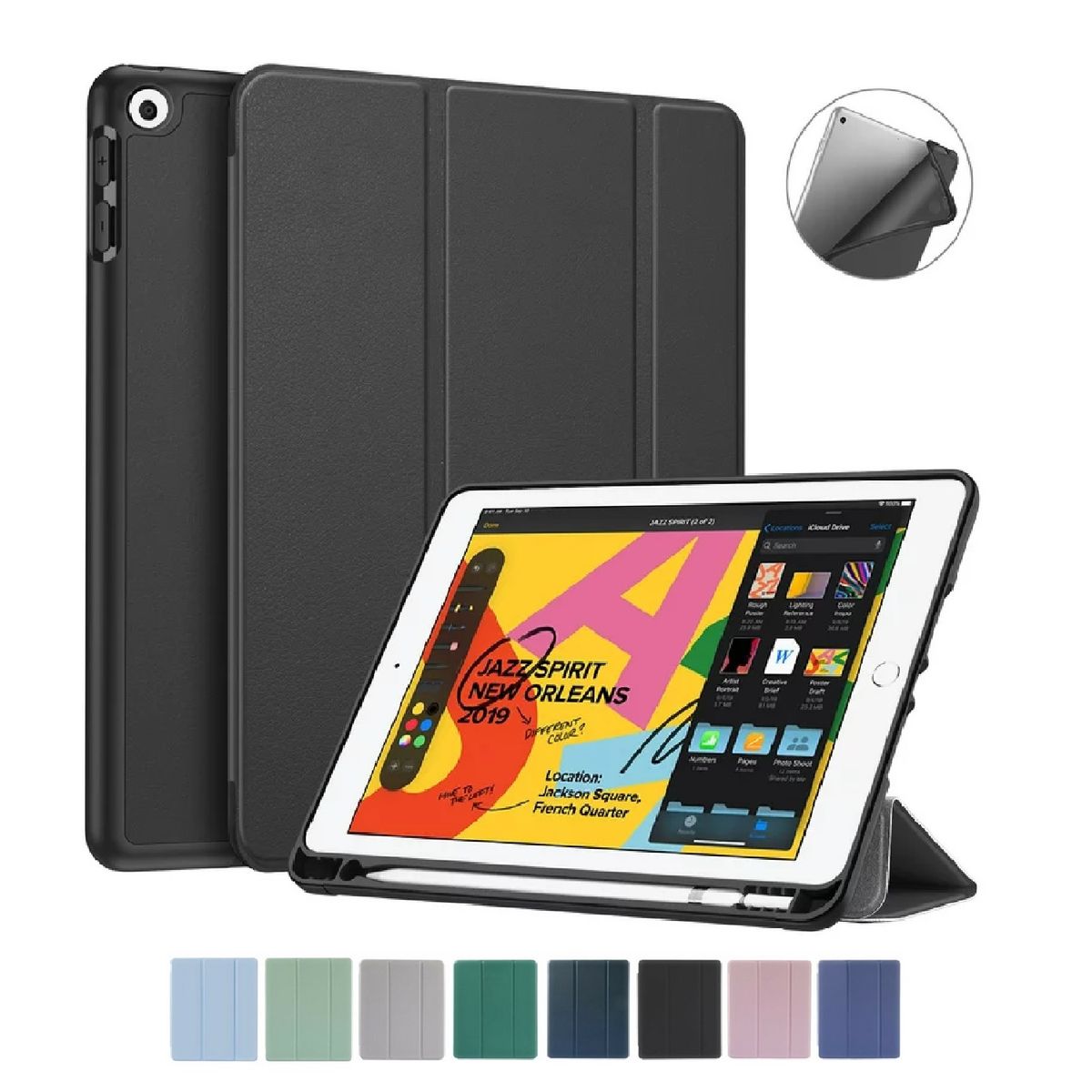 GENERICO - Estuche Protector Smart Cover Magnético Para Ipad 10.2 7a, 8a, 9a Generación - Color Negro