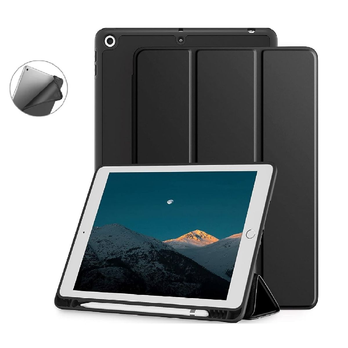 GENERICO - Estuche Protector Smart Cover Magnético Para Ipad 10.2 7a, 8a, 9a Generación - Color Negro