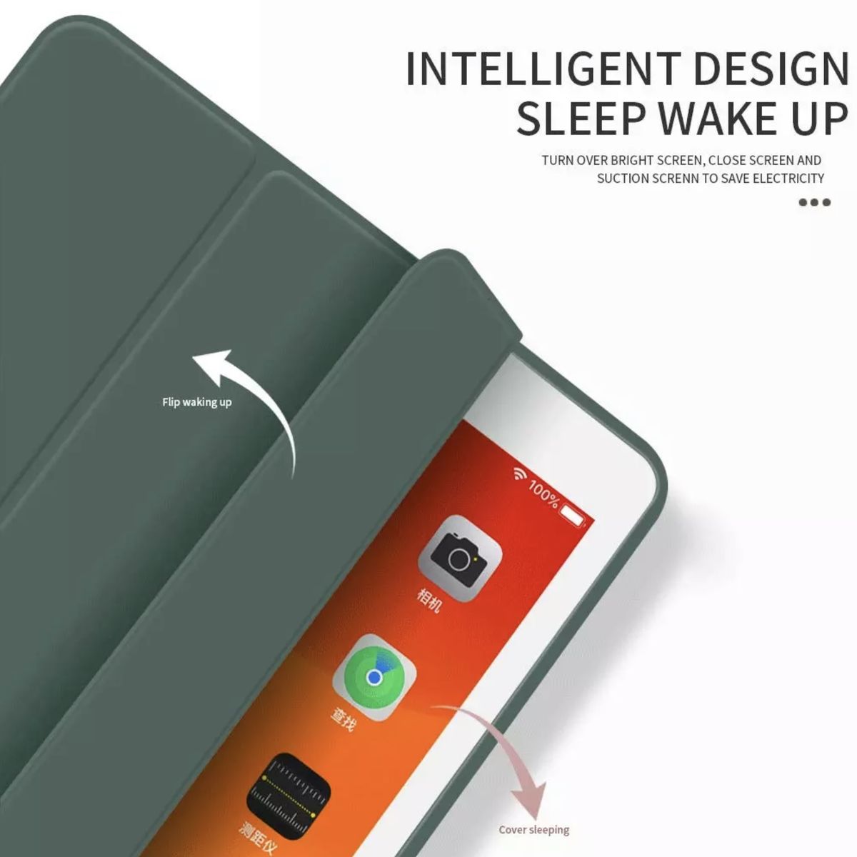 GENERICO - Estuche Protector Smart Cover Magnético Para Ipad 10.2 7a, 8a, 9a Generación - Color Verde Oscuro