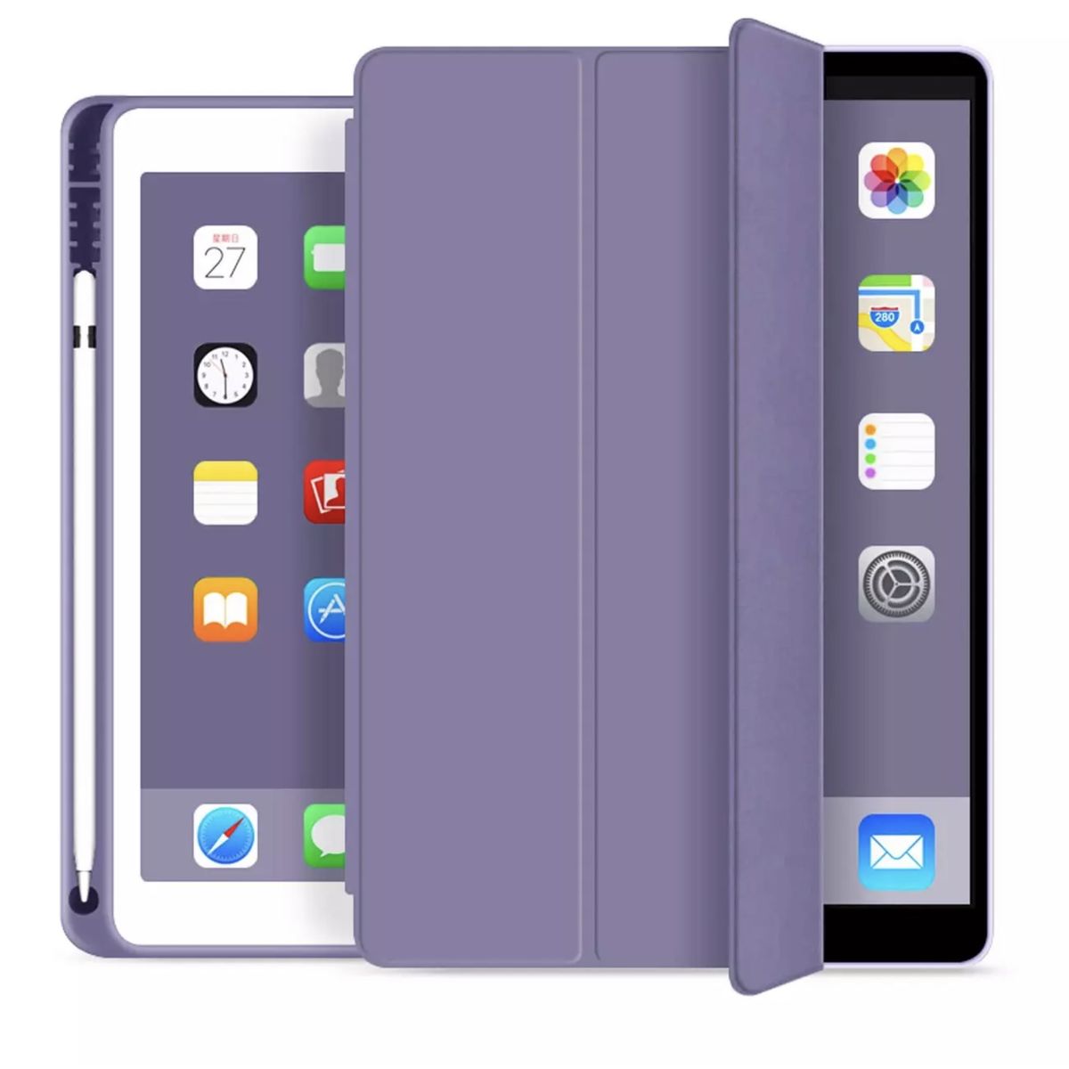 GENERICO - Estuche Protector Smart Cover Magnético Para Ipad 10.2 7a, 8a, 9a Generación - Color Azul Lavanda