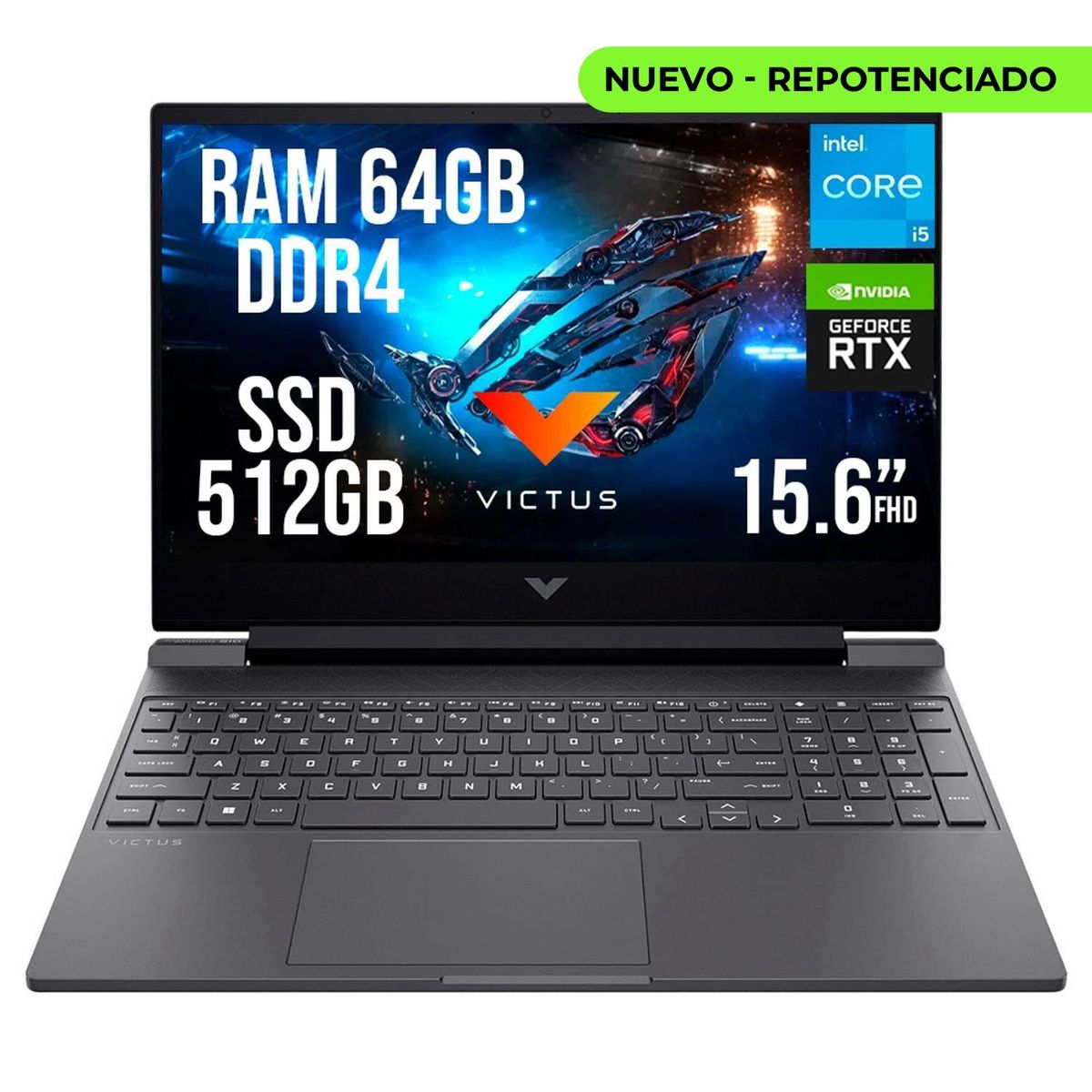 HP - HP VICTUS INTEL CORE I5-13420H SSD 512GB RAM 64GB RTX 3050 6GB LED 15.6" FHD 144Hz