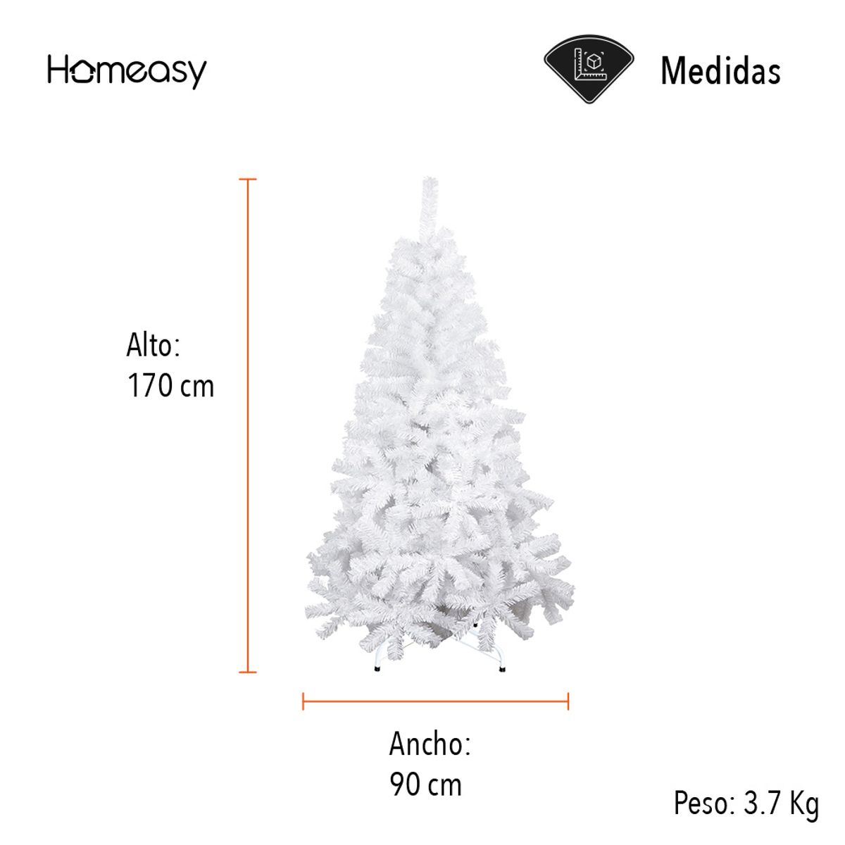 STAY ELIT - Árbol De Navidad Artificial Blanco 1.70 M Alta Calidad