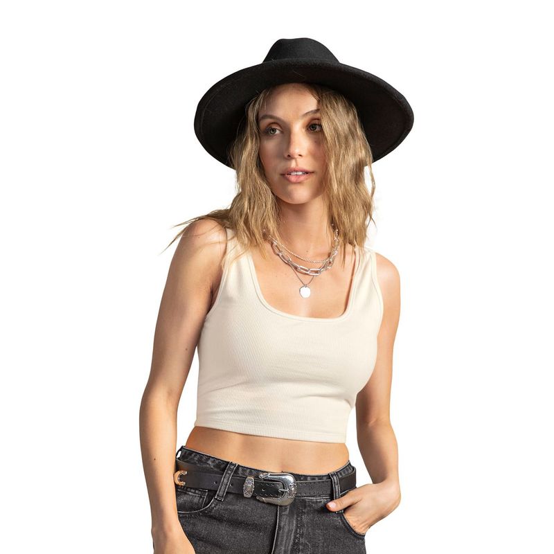LEONISA - Camiseta manga sisa crop top en tejido acanalado