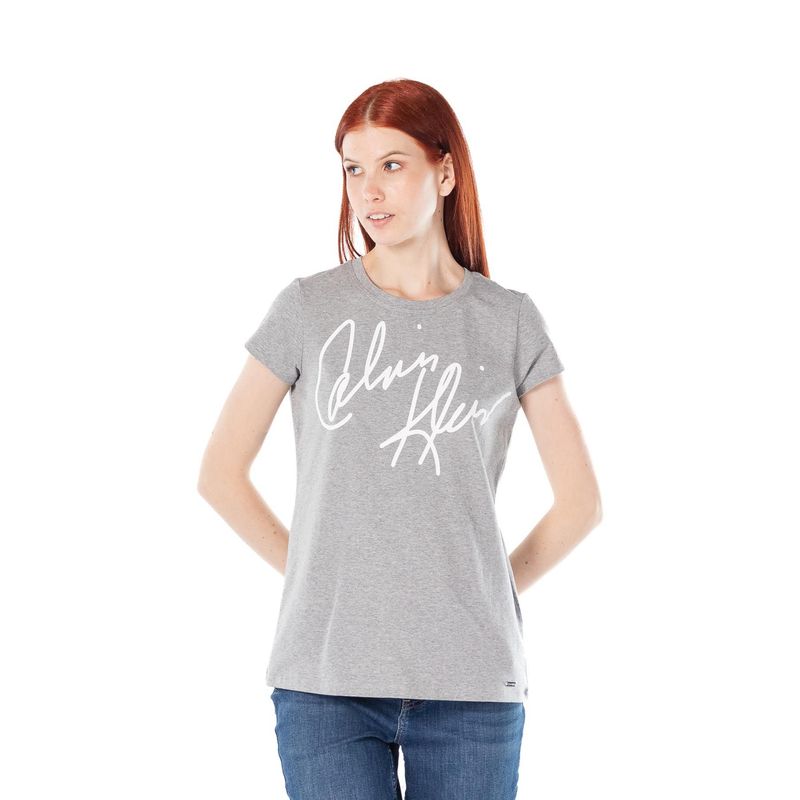 CALVIN KLEIN - Camiseta Con Logo Gris Mujer Gris Calvin Klein
