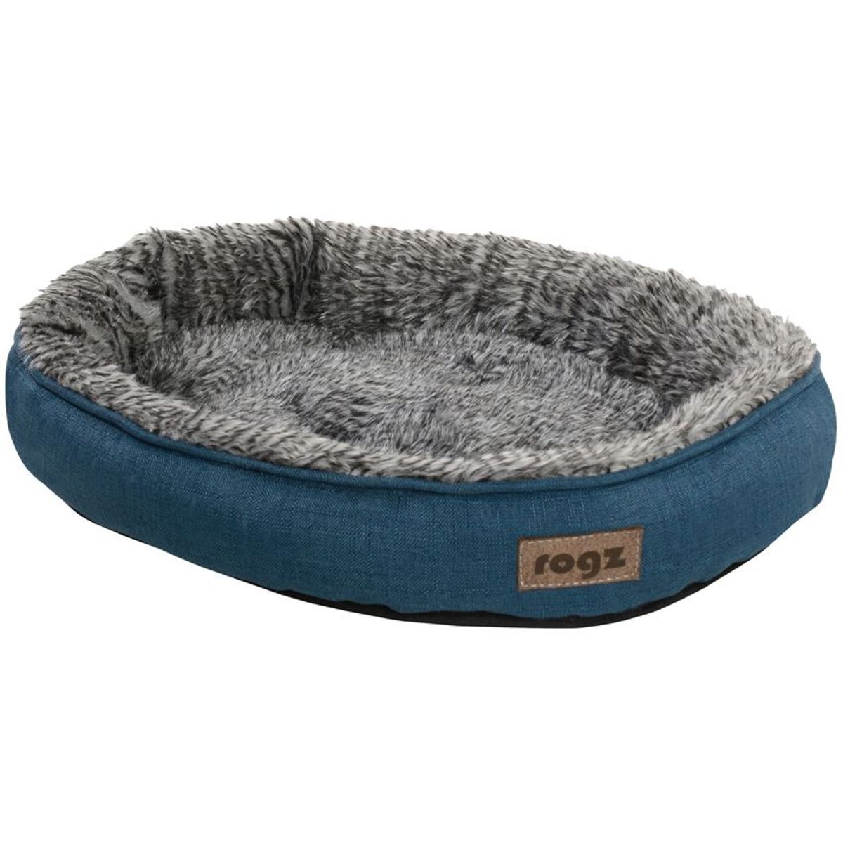 PETMATE - Cama Perros Gatos Rogz Oval Pudz Azul Osc Lavable Talla S