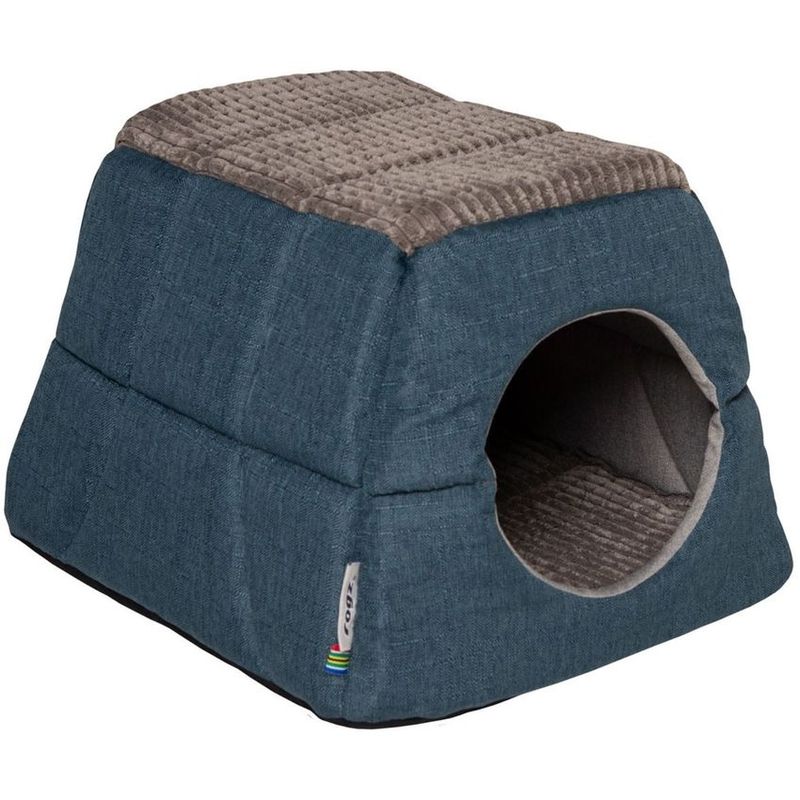 PETMATE - Cama Colchoneta Gatos Rogz Oslo Igloo Pudz Azul Osc 2en1
