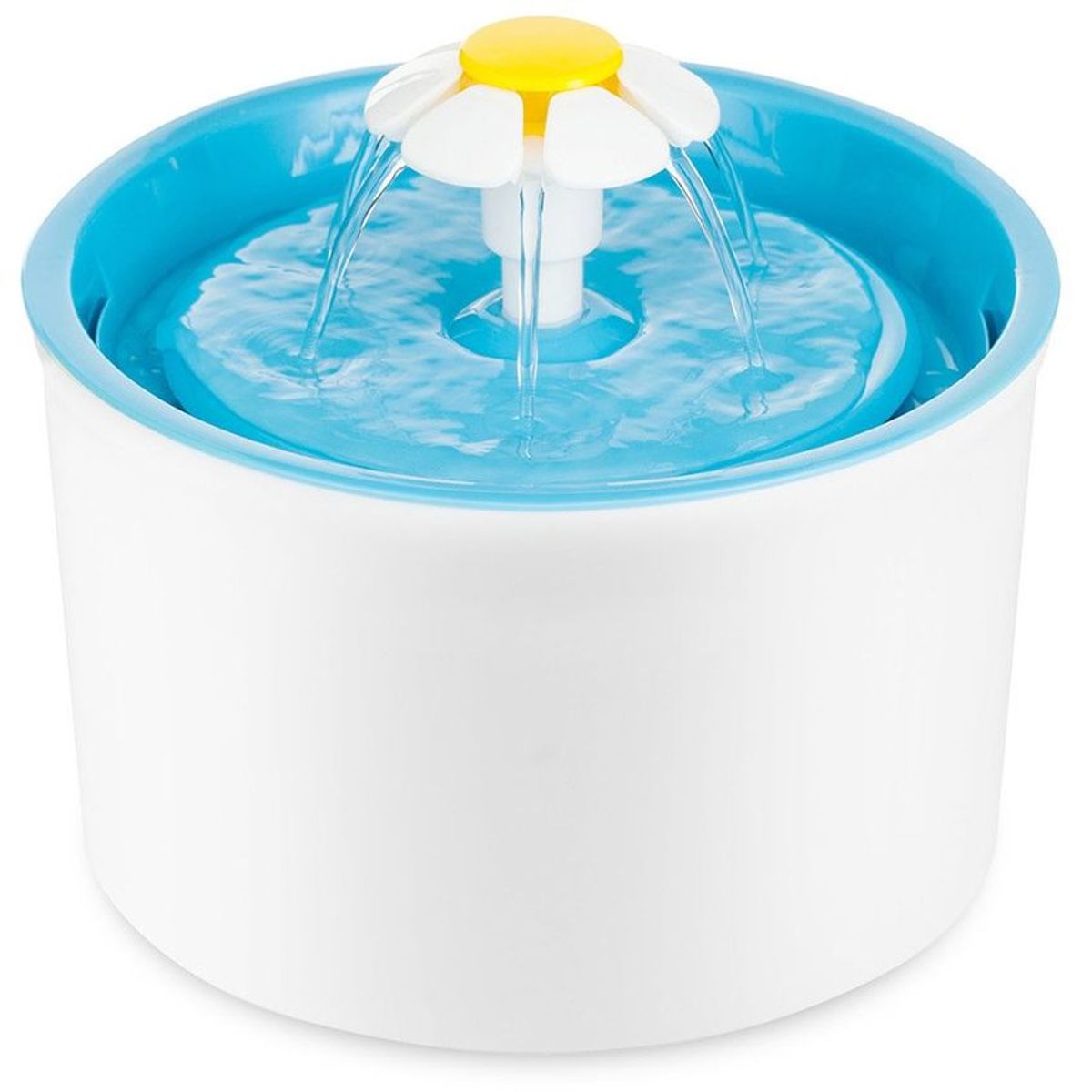 BEACON - Bebedero Fuente De Agua Perros Gatos Flor Tapete 1.6lt Azul