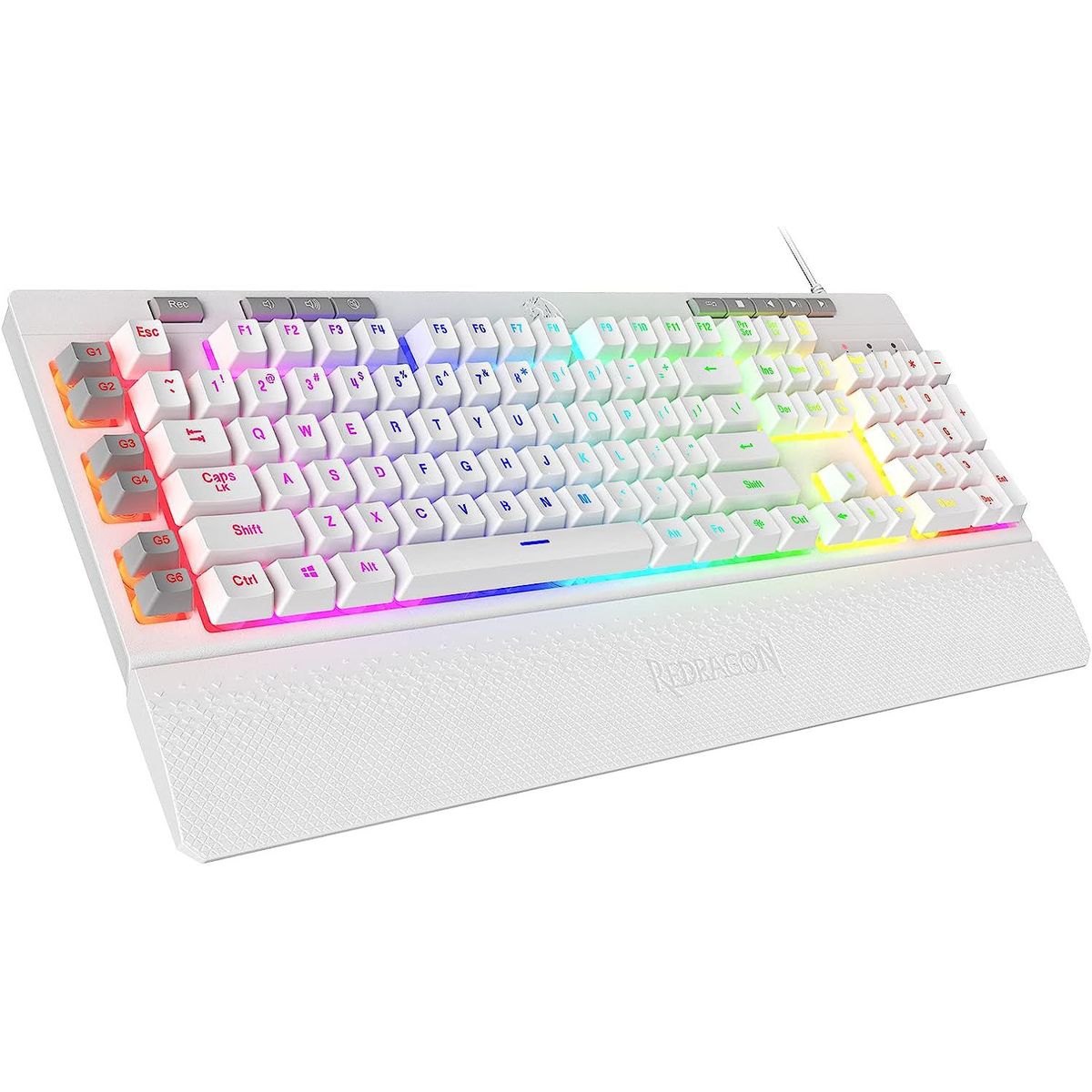 REDRAGON - Teclado gamer redragon shiva K512W-RGB-1-S blanco