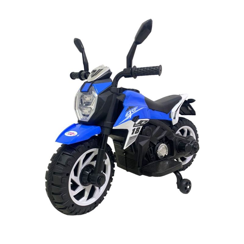 KIDSHOP - Moto Electrica Cross Llantas Auxliar 2-3 Años AZUL 6167-5