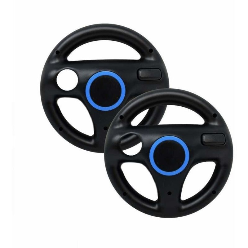 GENERICO - Set De 2 Volates Ruedas Timones Negros Compatibles Wii Wiiu