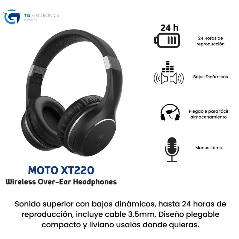MOTOROLA - Audifono Diadema Motorola XT220 Hasta 24 hrs de Música Color Negro