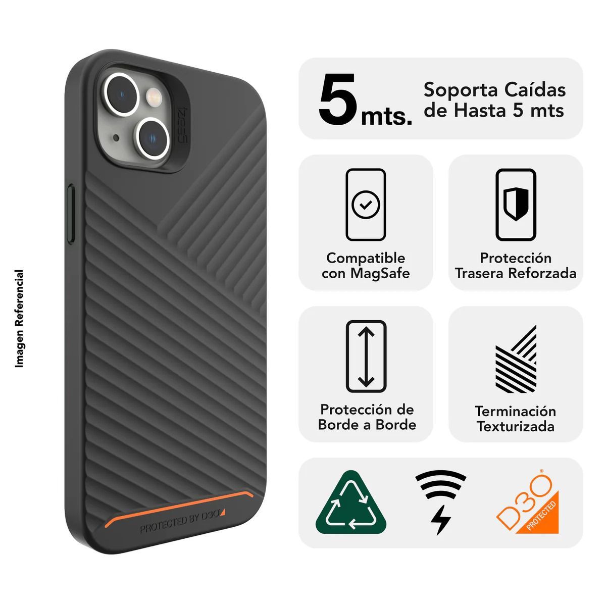 GEAR4 - Estuche Case Zagg Gear4 Denali Snap Negro para iPhone 14 Plus