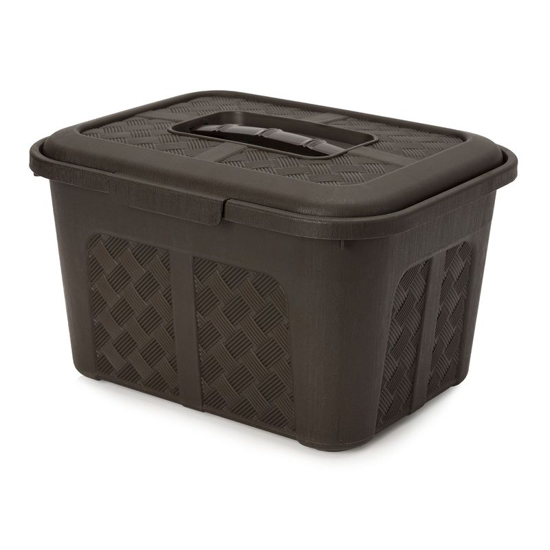 ENERGY PLUS - Cajonera plástica organizadora con tapa - cajas o canastas 6L Café