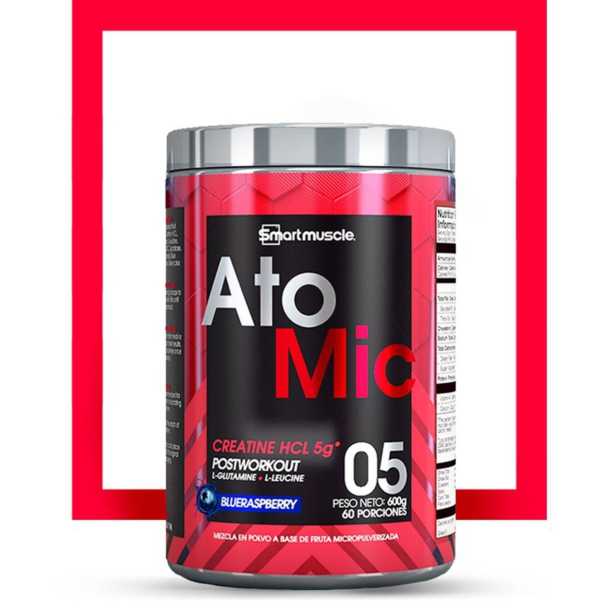 MUSCLEMEDS - Atomic creatina hcl 5gr 600gr smartmuscle -  Sabor Bluerasperry