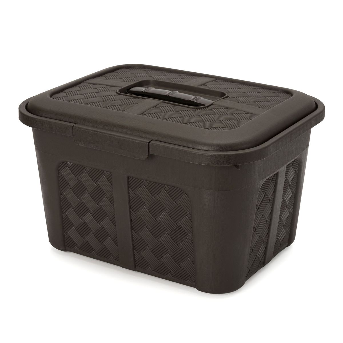 ENERGY PLUS - Cajonera plástica organizadora con tapa - cajas o canastas 10L Café