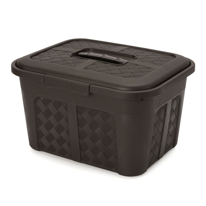 ENERGY PLUS - Cajonera plástica organizadora con tapa - cajas o canastas 10L Café