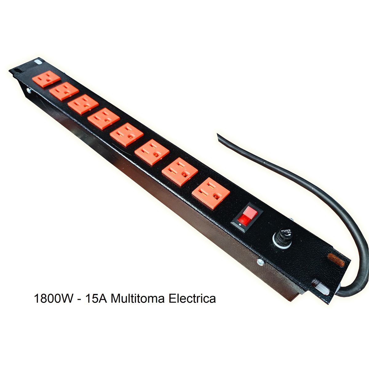 GENERICO - Regleta Multitoma Eléctrica tipo Rack ( 8 tomas Naranja )