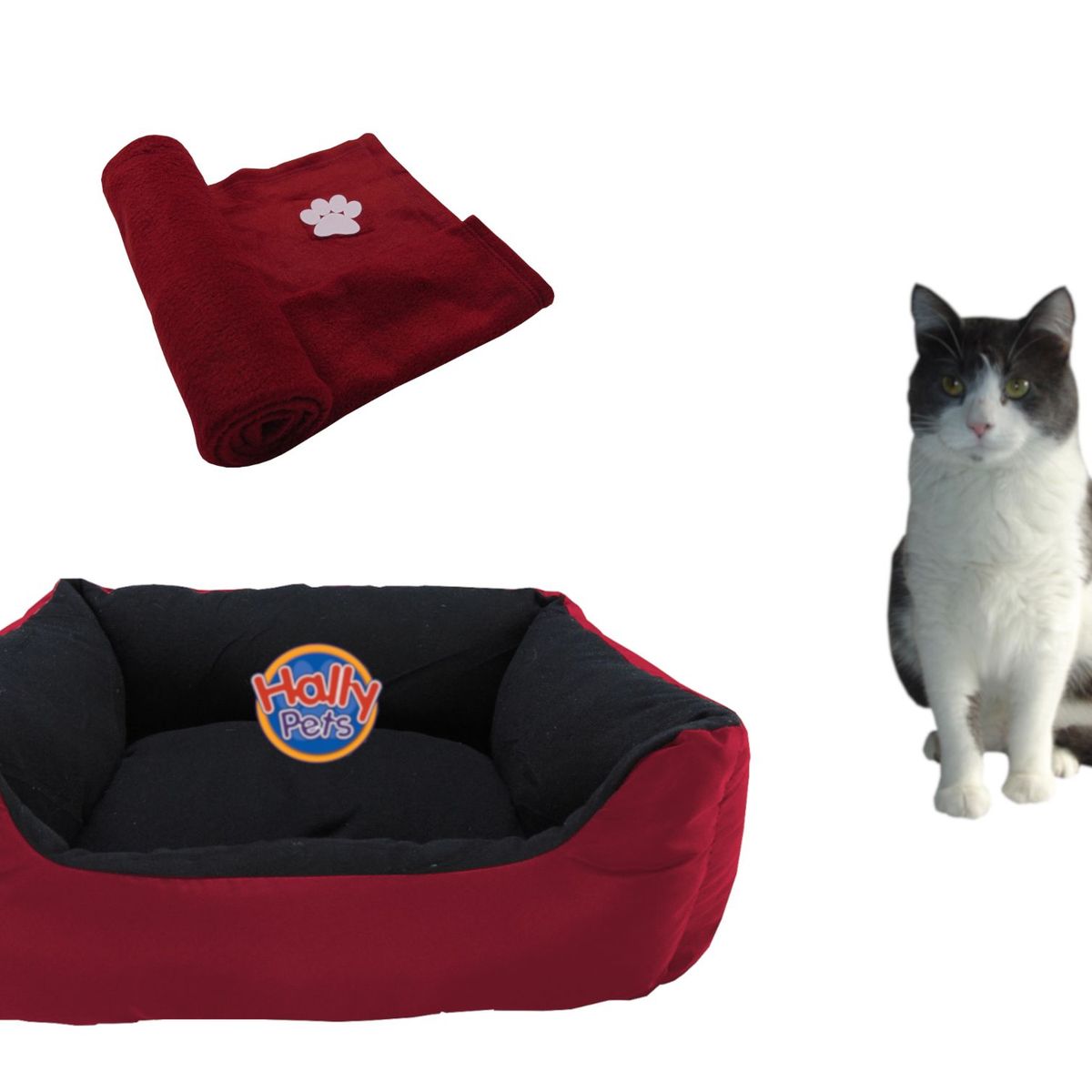 HALLY PET - Cama impermeable mediana  cobija térmica grande
