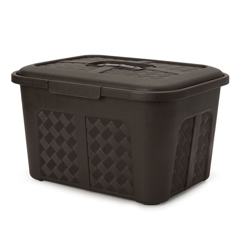 ENERGY PLUS - Cajonera plástica organizadora con tapa - cajas o canastas 15L Café
