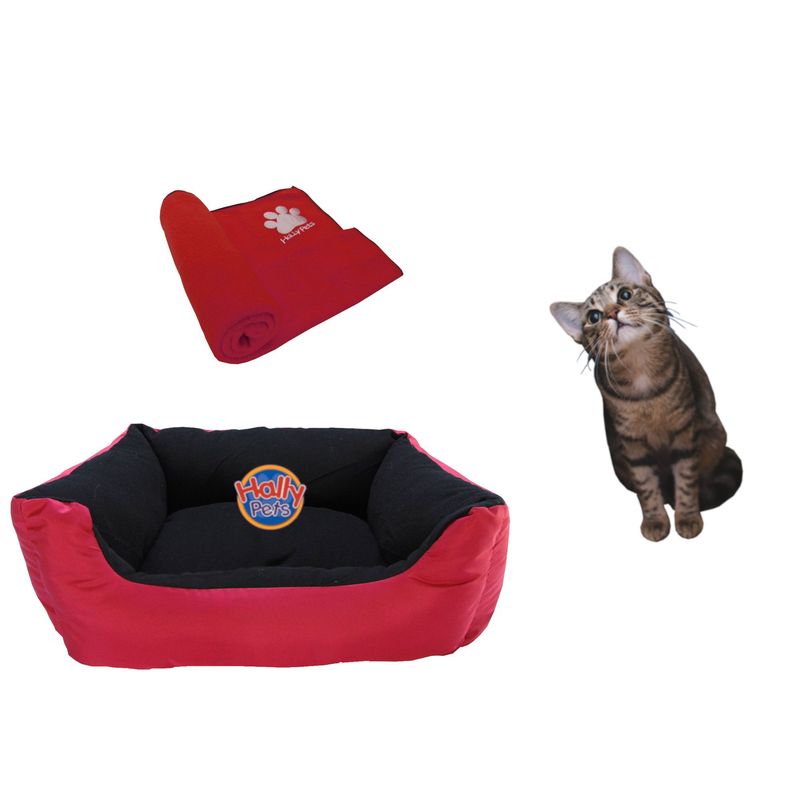HALLY PET - Cama impermeable mediana  cobija térmica grande