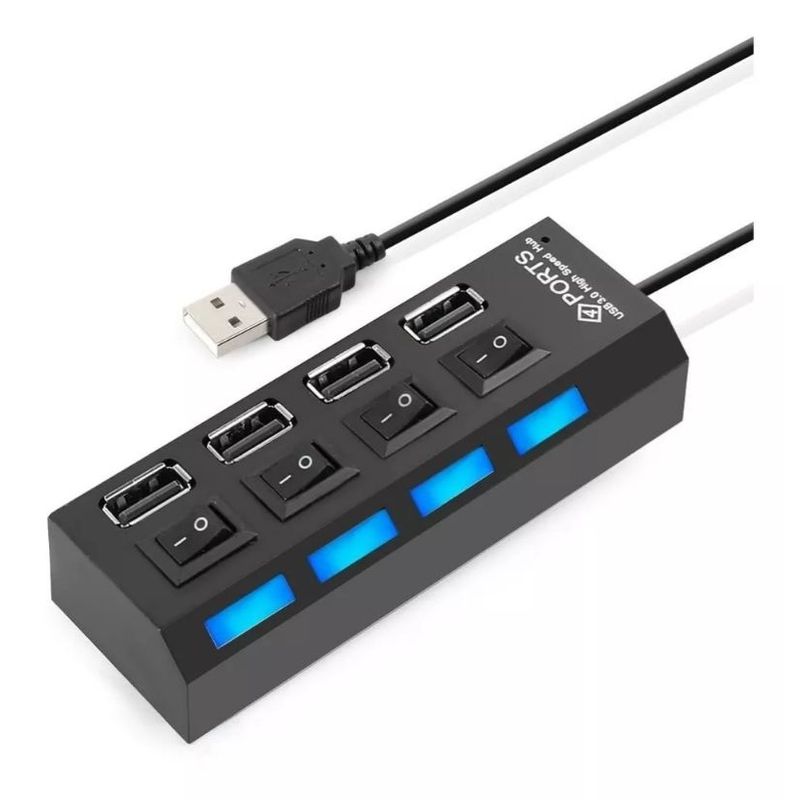 GENERICO - Hub Multipuerto Usb 2.0 - 4 Puertos Con Switch Individual