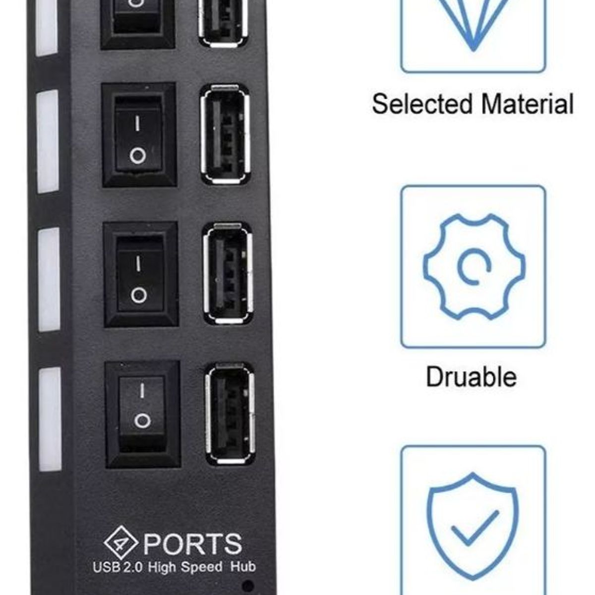 GENERICO - Hub Multipuerto Usb 2.0 - 4 Puertos Con Switch Individual