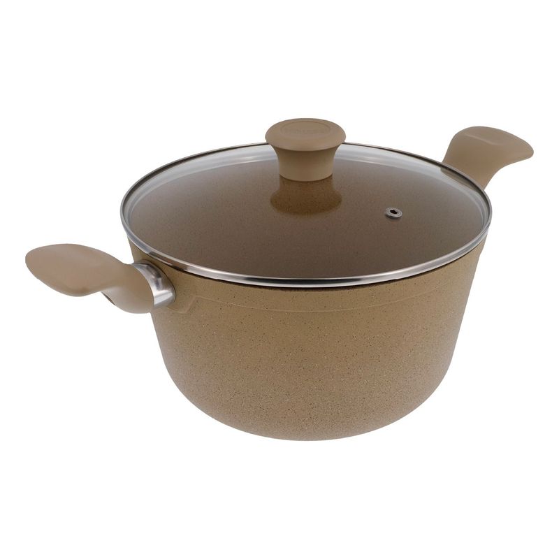 IMUSA - Olla IMUSA TERRA de 24cm Arena con tapa de vidrio.