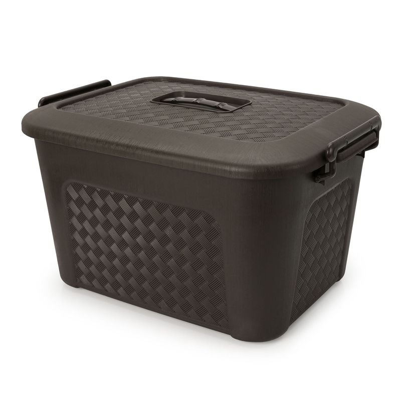 ENERGY PLUS - Cajonera plástica organizadora con tapa - Caja grande de 23L Café