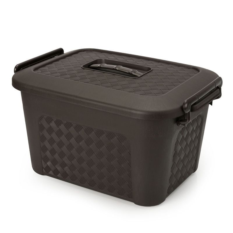 ENERGY PLUS - Cajonera plástica organizadora con tapa - Caja grande de 40L Café