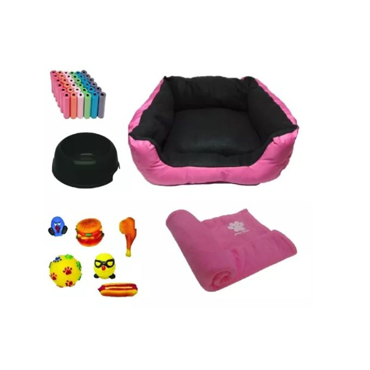 HALLY PET - Cama Mediana impermeable  cobija  bolsa  dos juguetes comedero