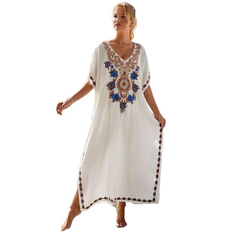 MANTARRAYA BEACHWEAR - Tunica Blanca Salida de Baño Larga Vestido de Playa