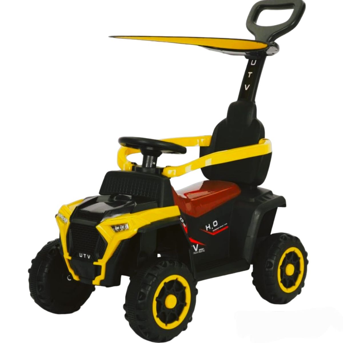 GENERICO - Carro Montable- Paseador Electrico 6v 4 en 1 UTV Todo Terreno Parasol Luces LED, Musica y Bluetooth