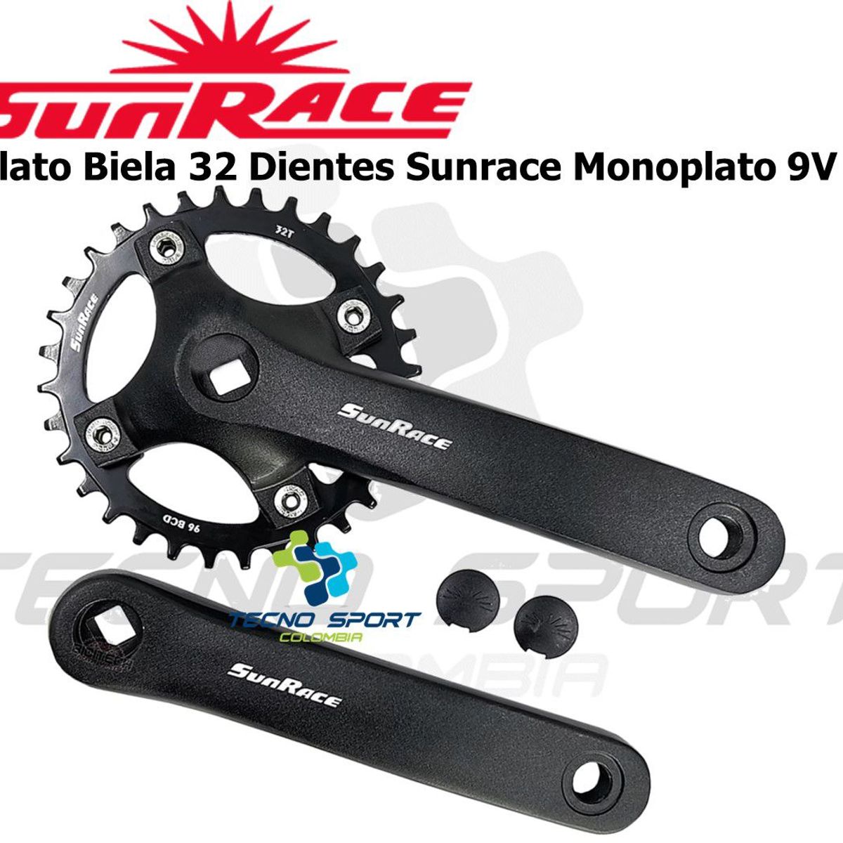 SUNRISE - Plato Biela Bicicleta 32D Sunrace Monoplato 9Velocidades Mtb