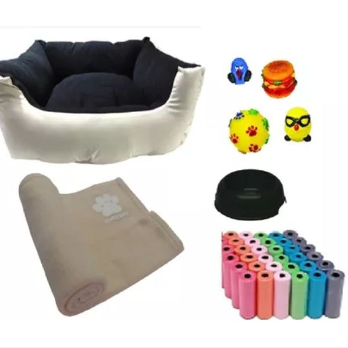 HALLY PET - Cama Mediana impermeable  cobija  bolsa  dos juguetes comedero