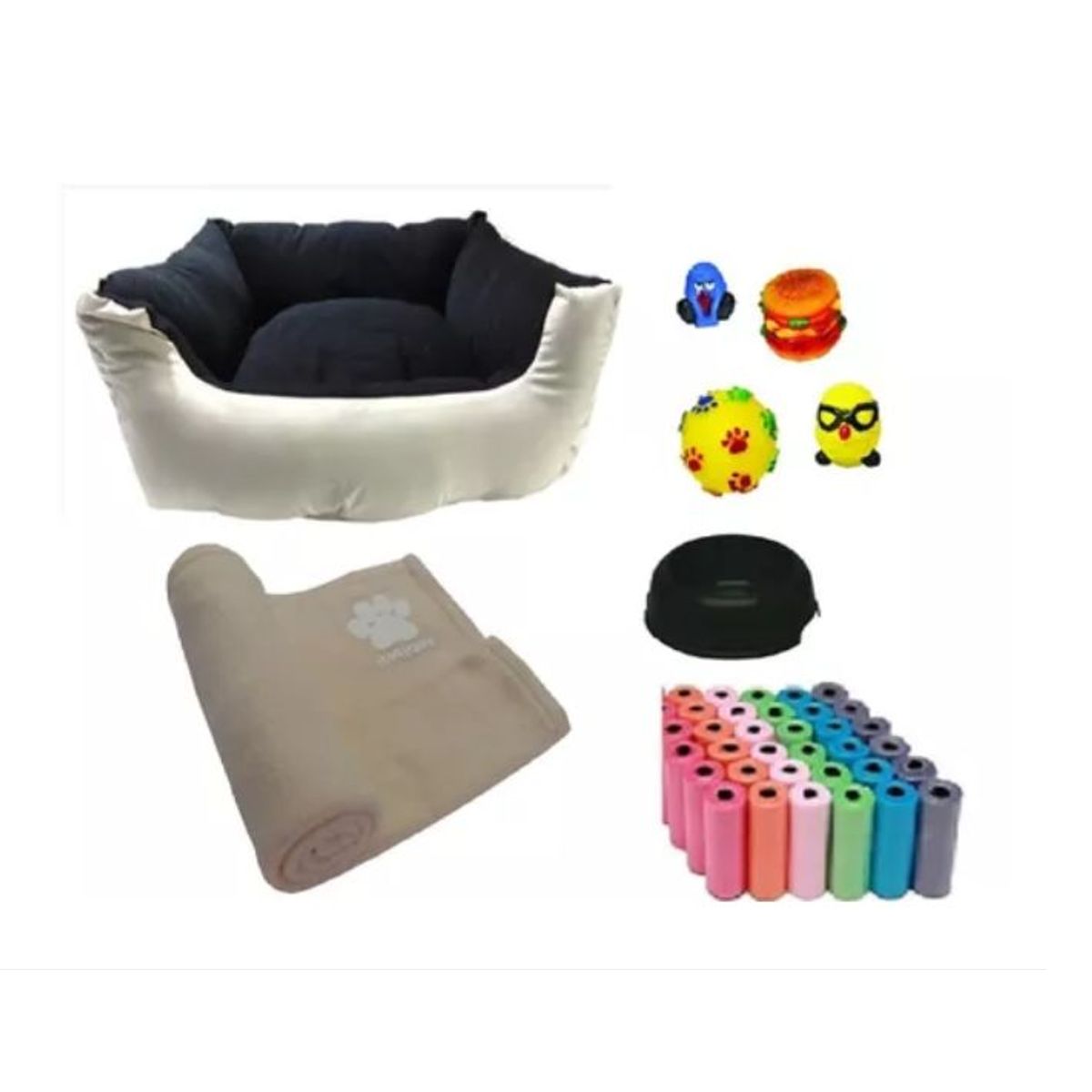 HALLY PET - Cama Mediana impermeable  cobija  bolsa  dos juguetes comedero