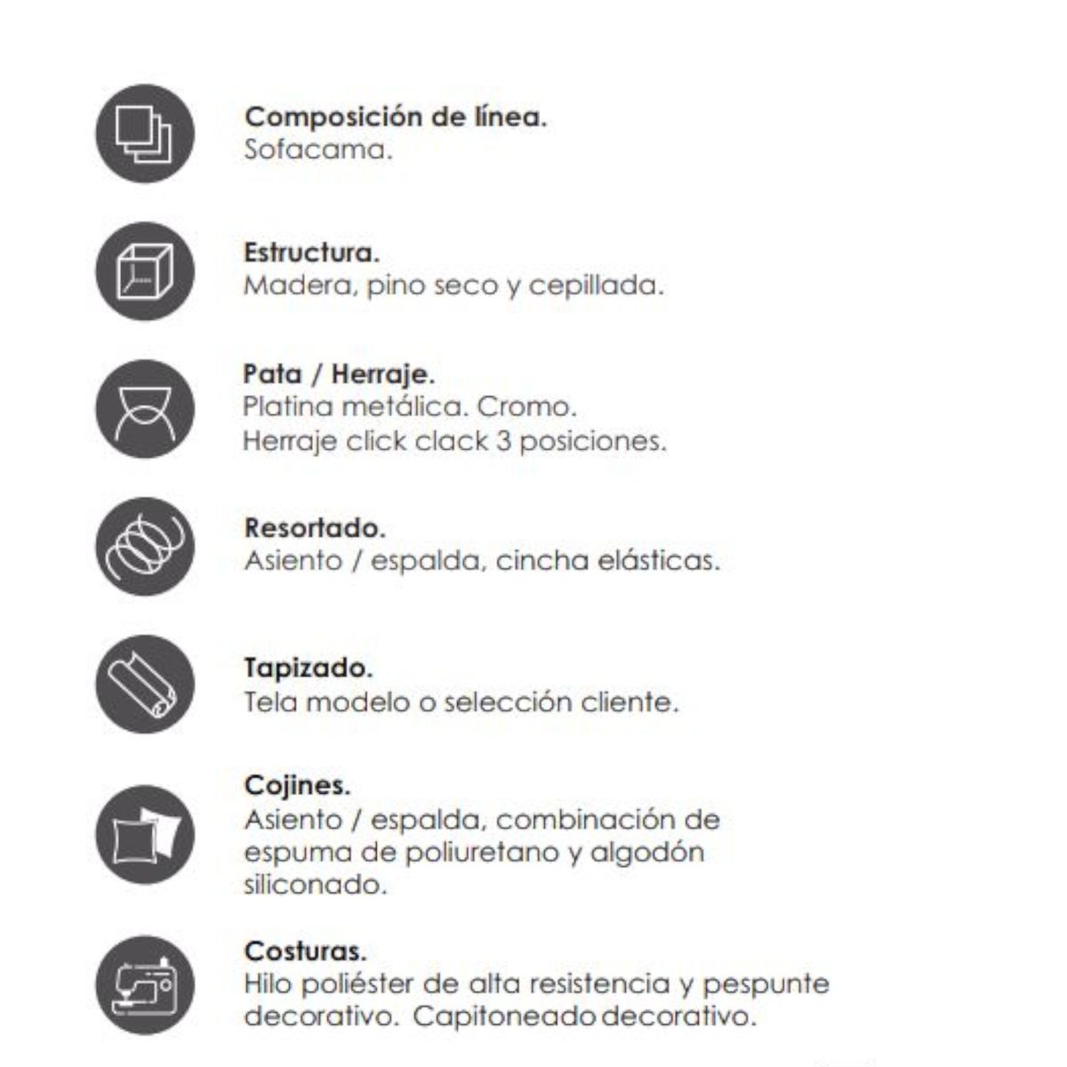 MUEBLES FIOTTI - Sofa Cama 3 Puestos Gris Poliester Palermo