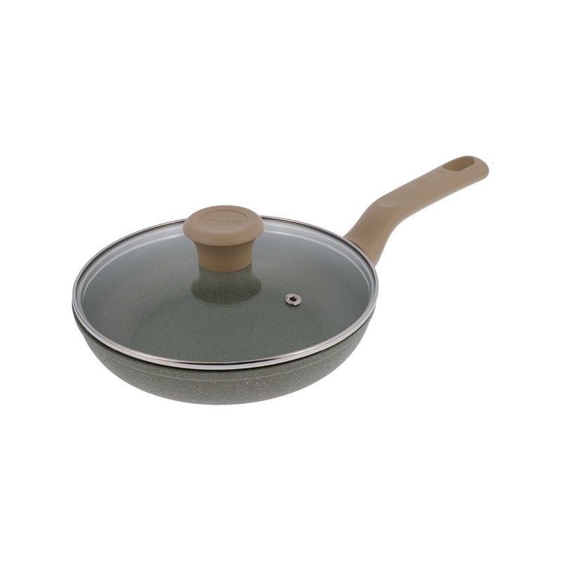 IMUSA - Sartén IMUSA TERRA de 24cm Verde con tapa de vidrio.