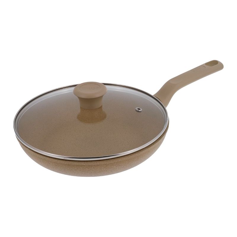 IMUSA - Sartén IMUSA TERRA de 20cm Arena con tapa de vidrio.