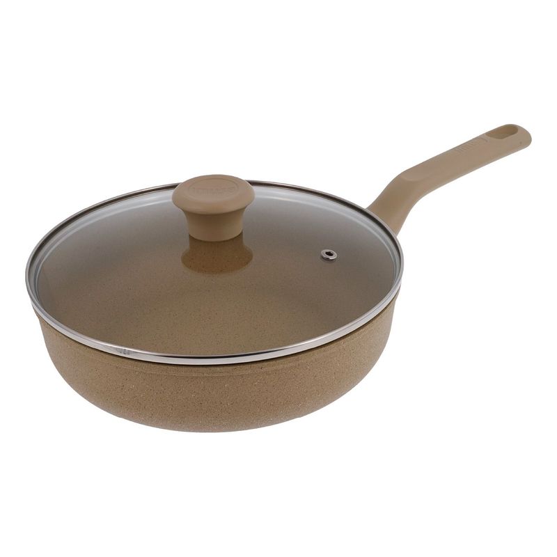 IMUSA - Sartén IMUSA TERRA de 24cm Arena con tapa de vidrio.