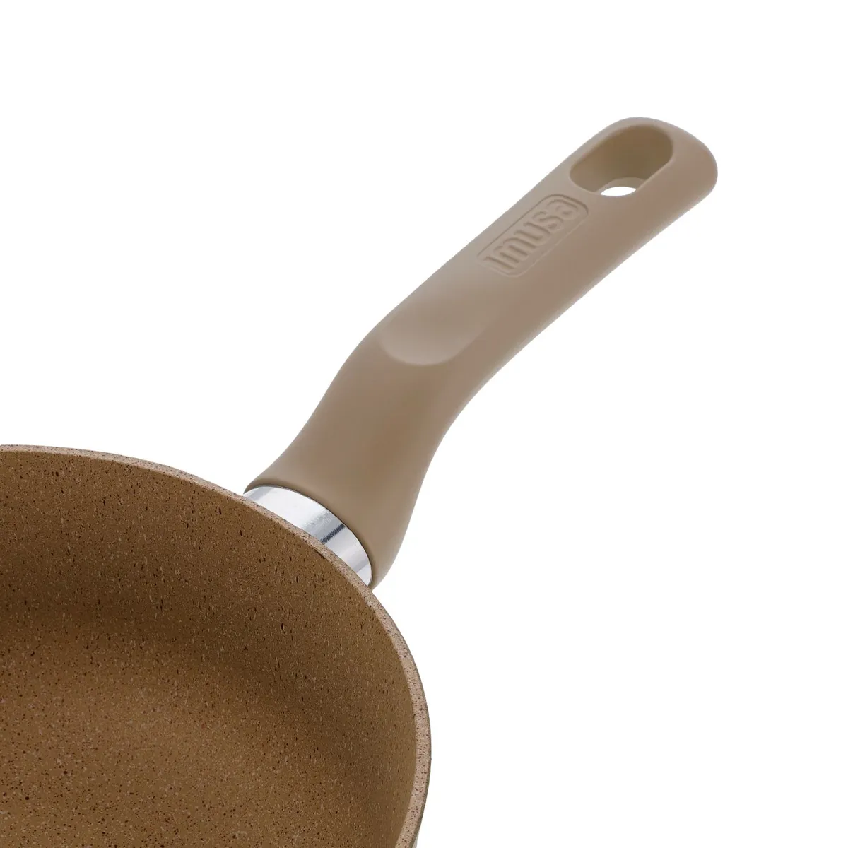 IMUSA - Sartén IMUSA TERRA de 24cm Arena con tapa de vidrio.