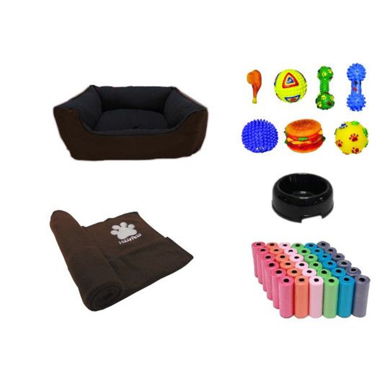 HALLY PET - Cama Mediana impermeable  cobija  bolsa  dos juguetes comedero