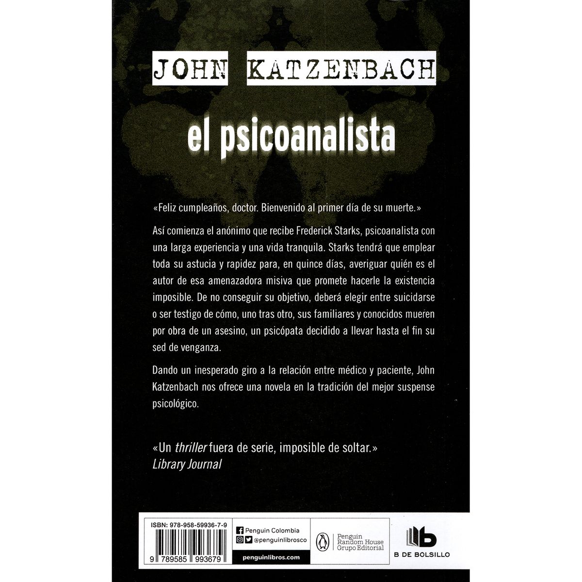 B DE BOLSILLO - El Psicoanalista. John Katzenbach